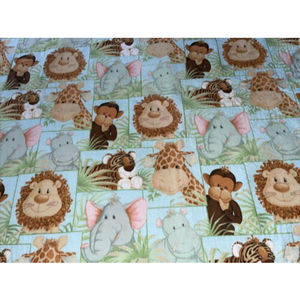 Vintage Quilt Handmade hand-stitched Zoo Animals Handmade Satin Trim Blanket